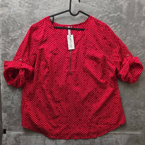 NY Collection Polka Dot Top 2X NWT‎ - Picture 1 of 12